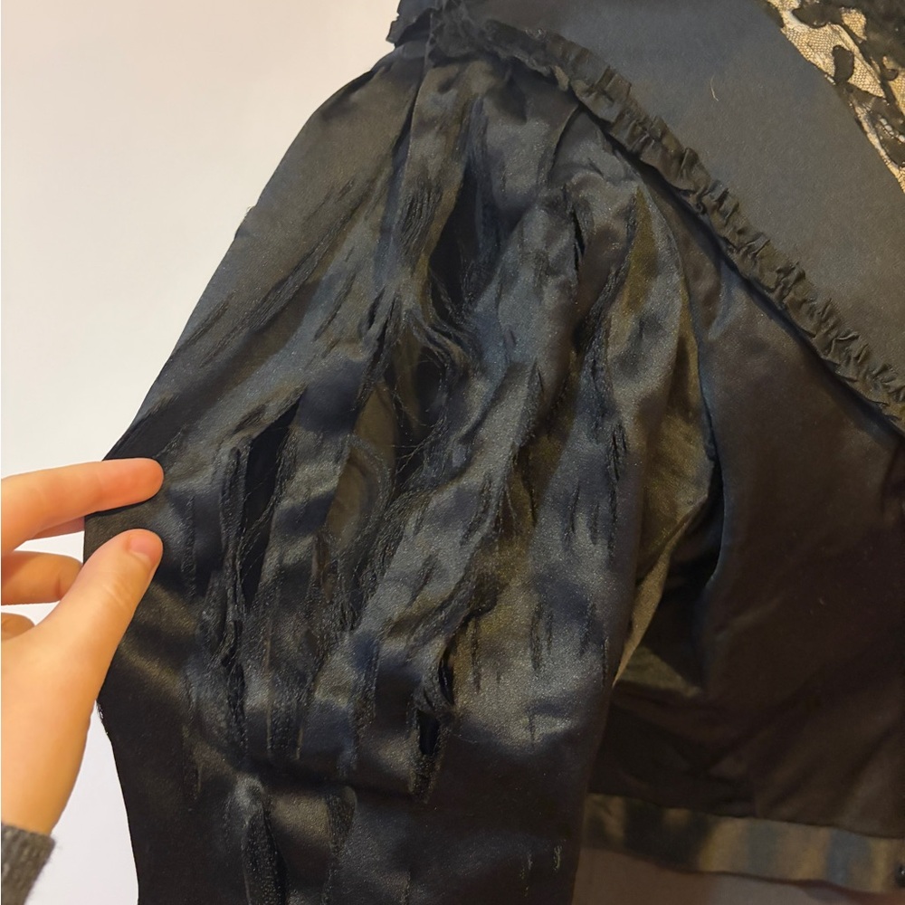 Vintage antique Edwardian 1800s Black Lace Women's Top - Picture 2 of 8